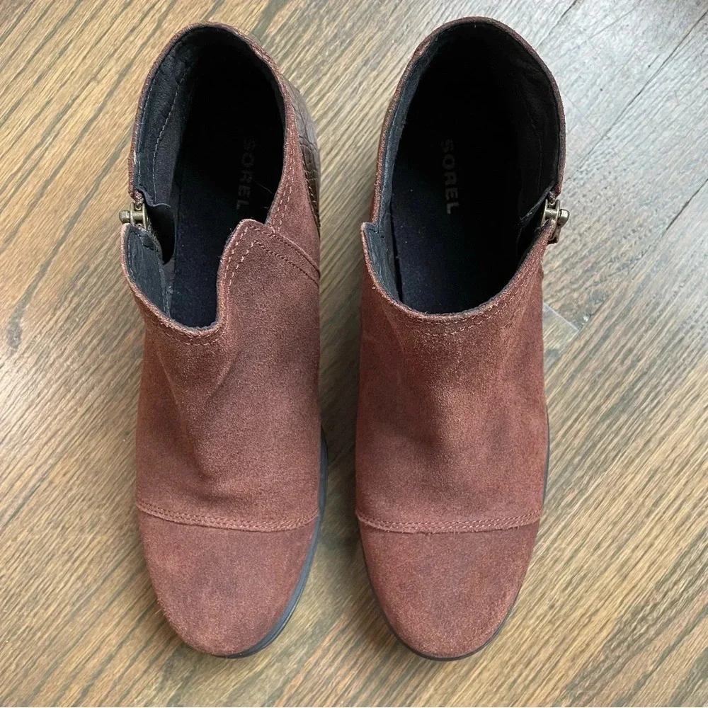 Sorel Major Low Casual Booties Suede & Croc Embossed Leather Ankle Boots